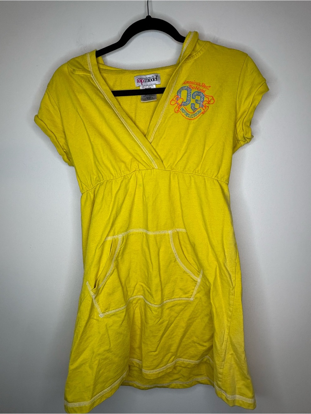 Y2K *Rare* America’s Next Top Model Yellow Mini Hoodie Dress Size Medium